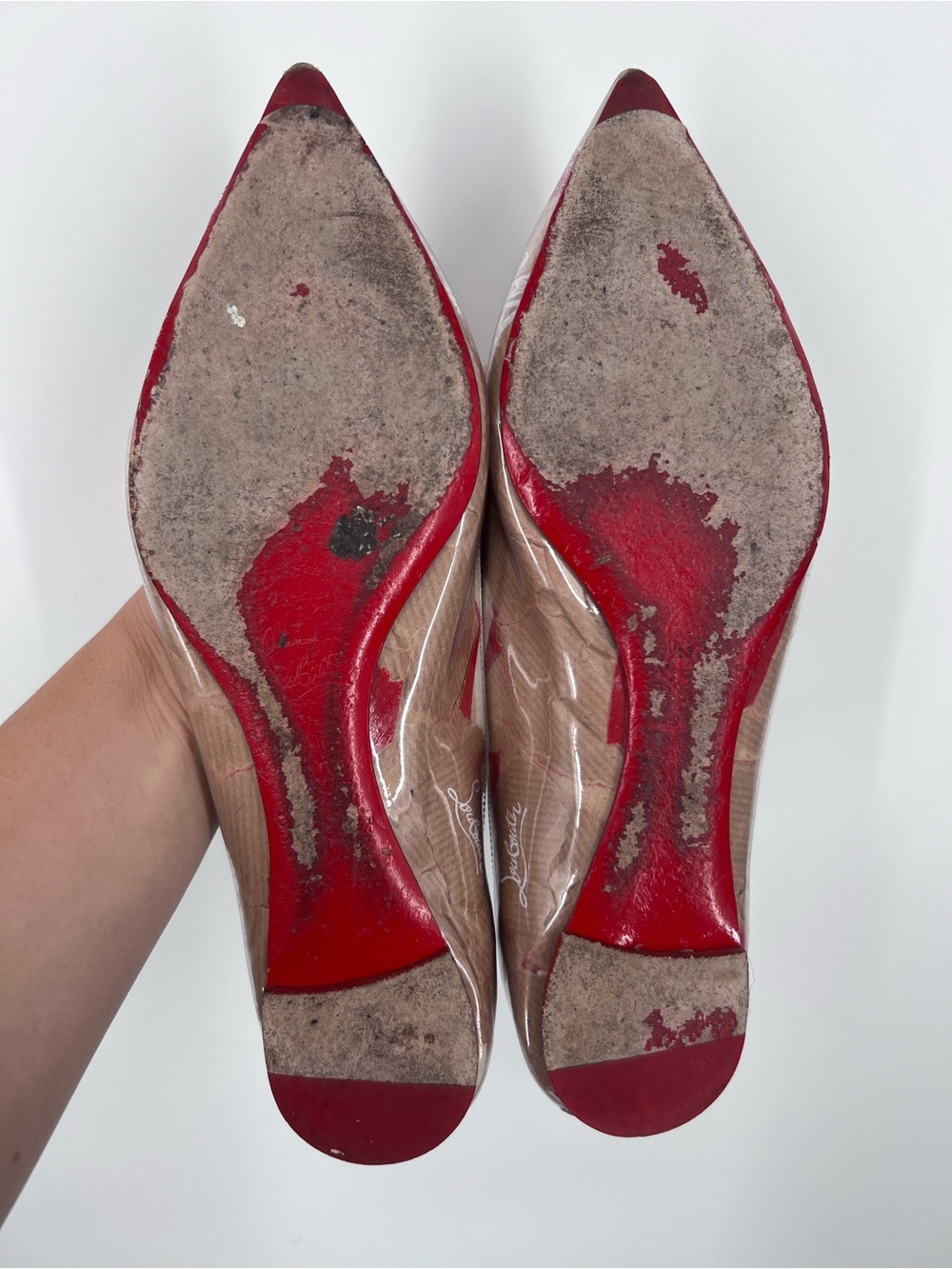 Christian Louboutin Loubi Kraft PVC Ballalla Point Toe Flats 40 - Picture 10 of 12